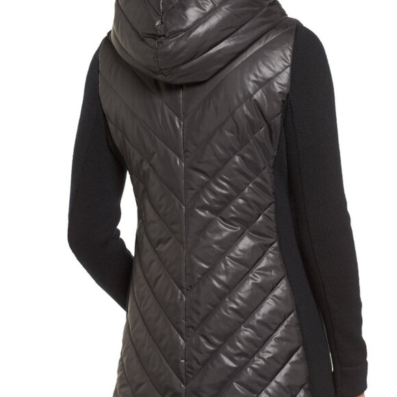 Eileen Fisher Black Hooded Merino Wool with Puffer Jacket, Black, XS - Picture 2 of 10